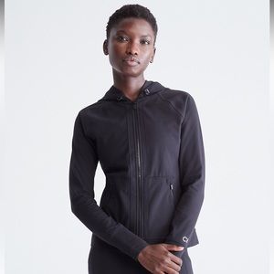 EUC Calvin Klein Performance Peached Raglan Sleeve Hooded Jacket ~ Black, Size M